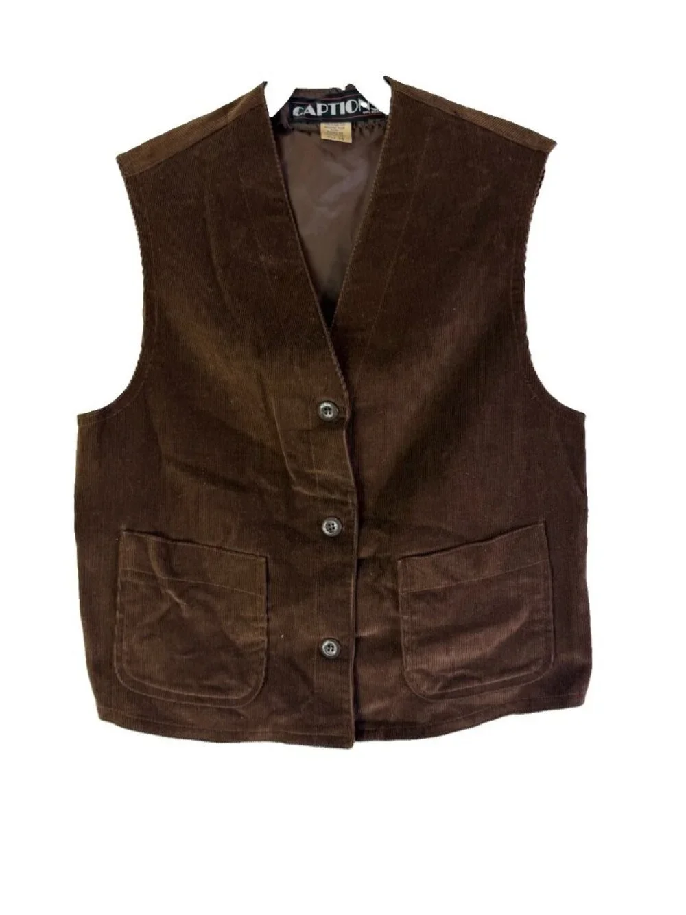 Vintage 70s Button Vest Jacket Micro Corduroy Pockets Hippy Rockabilly
